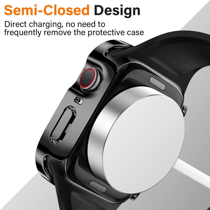 Amizee 2 Pack Compatible with Apple Watch Case 44mm Series 6/5/4/SE with Built-in Screen Protector, Hard PC Case Straight Edge Ultra Thin Anti-Scratch Protective Cover for iWatch 44mm (Black) - Image 4